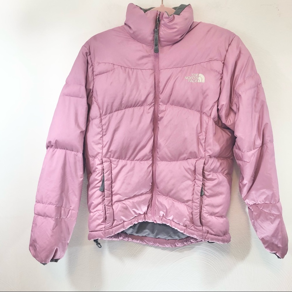THE NORTH FACE Rose Pink Goose Down Full Zip Puffer Jacket Small